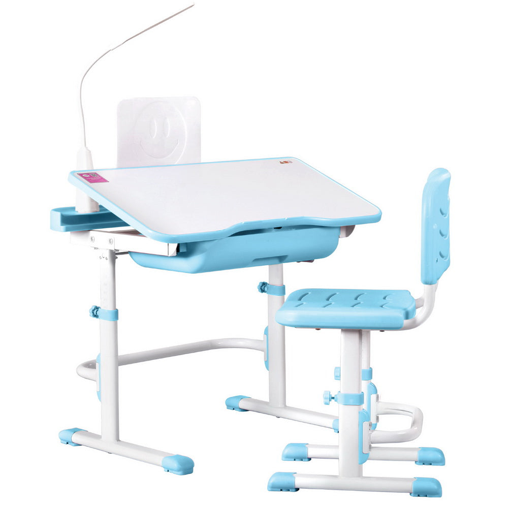 Kids Adjustable Study Desk & Chair Set with LED Lamp & Book Stand Ergo ...