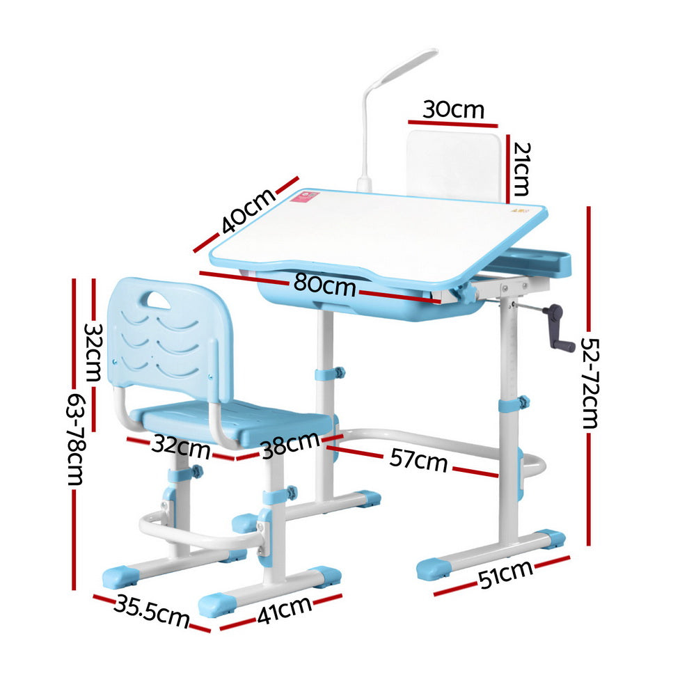 Kids Adjustable Study Desk & Chair Set with LED Lamp & Book Stand Ergo ...