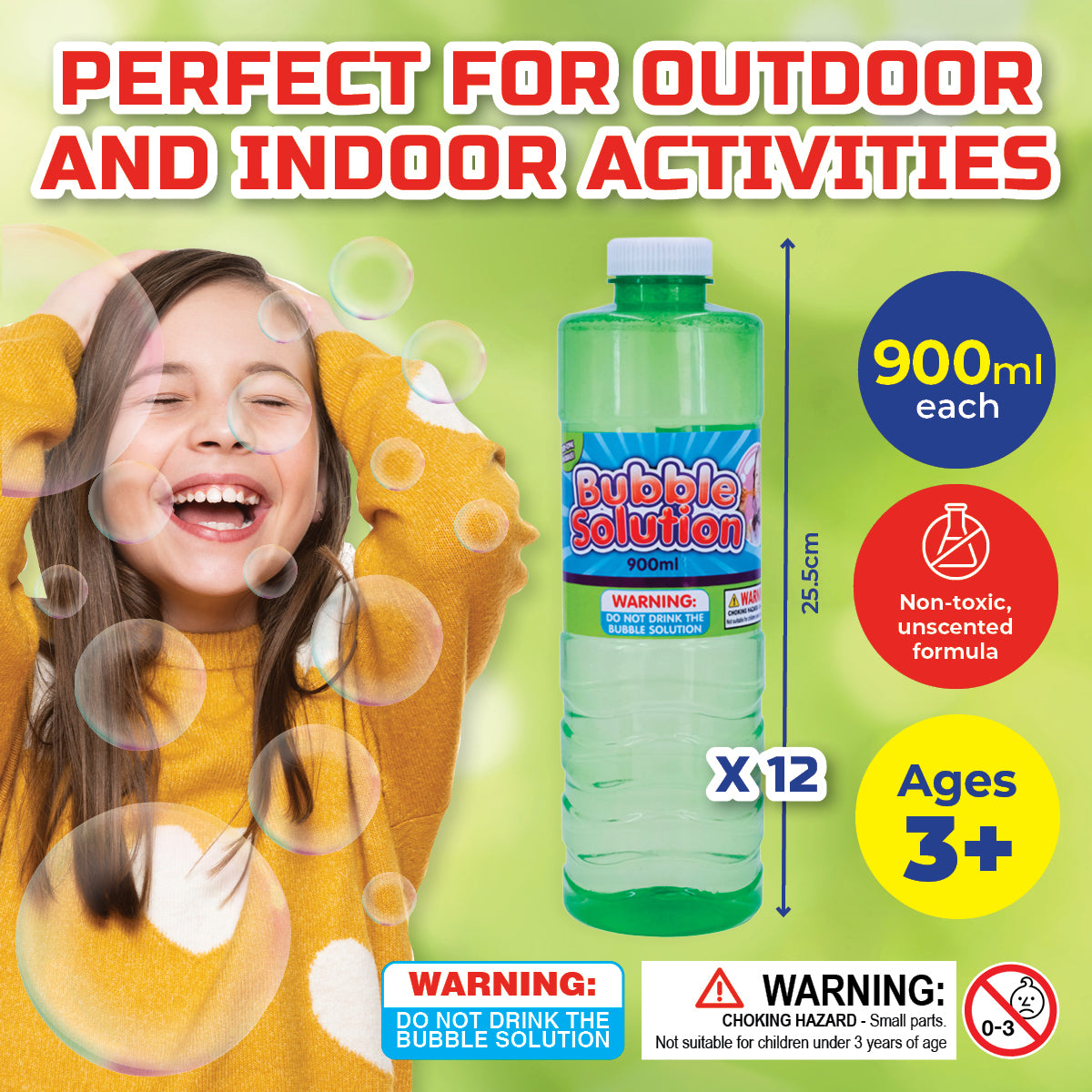 Bubble Solution NonToxic Unscented NonStaining 900ml Little Infants AU