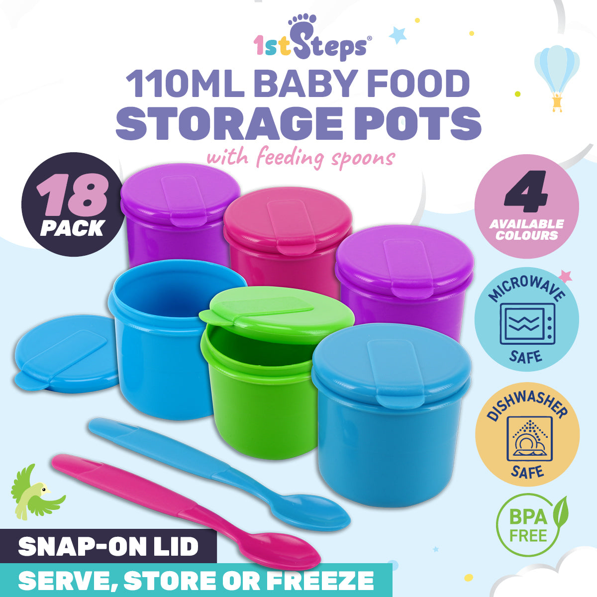 Baby Food Storage Pots & Spoons Little Infants AU
