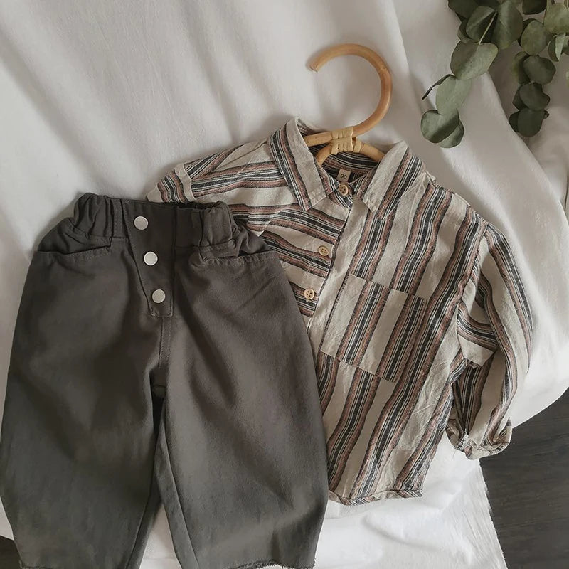 Boy's Retro Striped Shirt