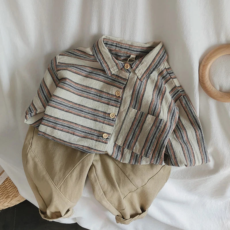 Boy's Retro Striped Shirt