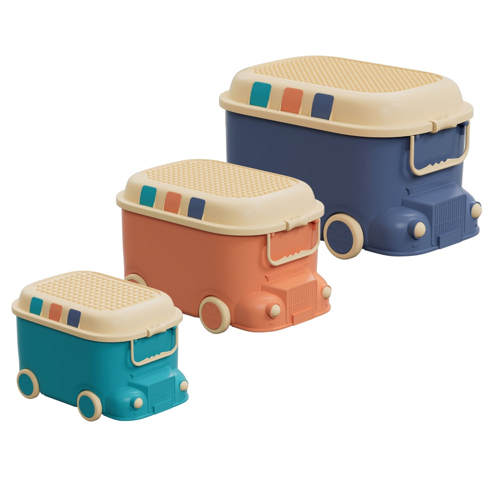 3PCS Toy Storage Box Cute Car