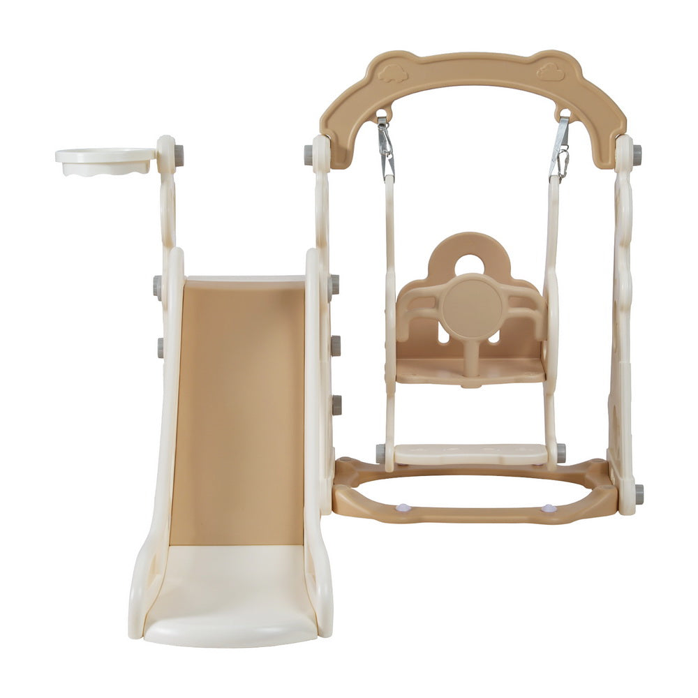 3-in-1 Kids Slide Swing Set with Basketball Hoop