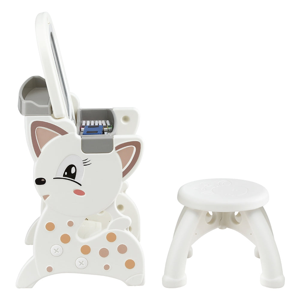 Kids Table and Chair Set 2 in 1 Easel Desk Stool w/ LCD Writing Tablet