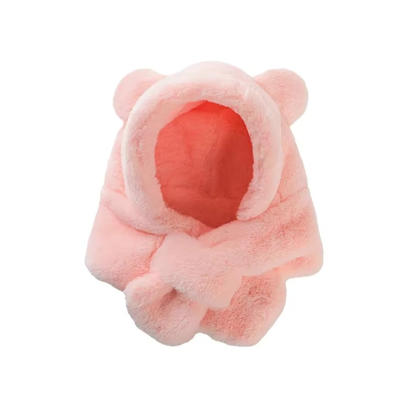 Kids Bear Winter Hat with Scarf