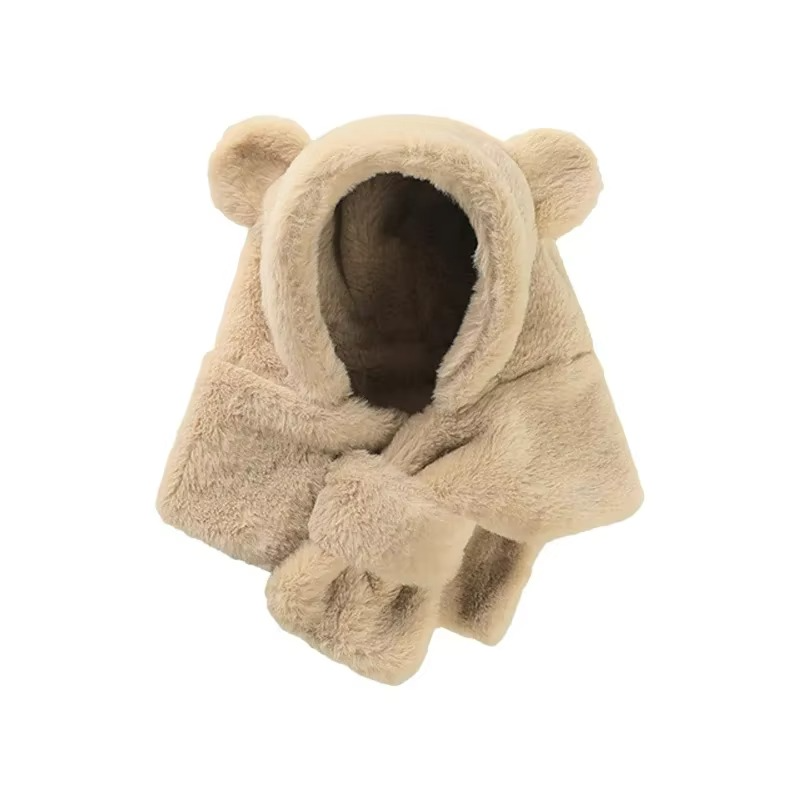 Kids Bear Winter Hat with Scarf