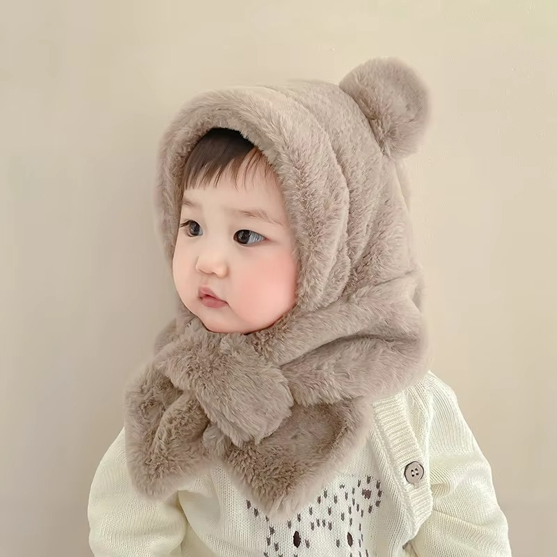 Kids Bear Winter Hat with Scarf