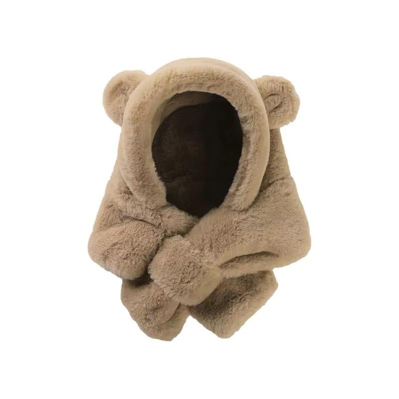 Kids Bear Winter Hat with Scarf