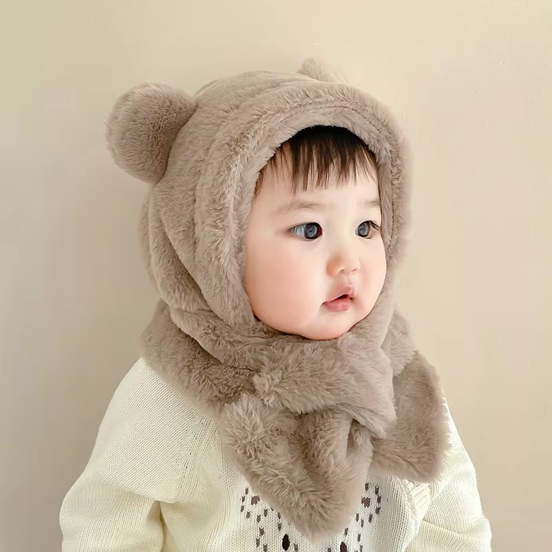 Kids Bear Winter Hat with Scarf