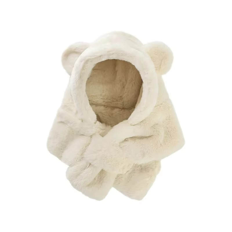 Kids Bear Winter Hat with Scarf