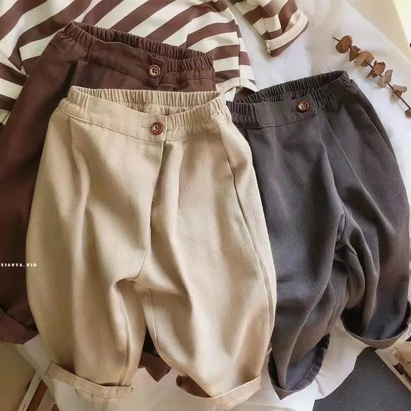 Kids Solid Color Loose Harlan Pants