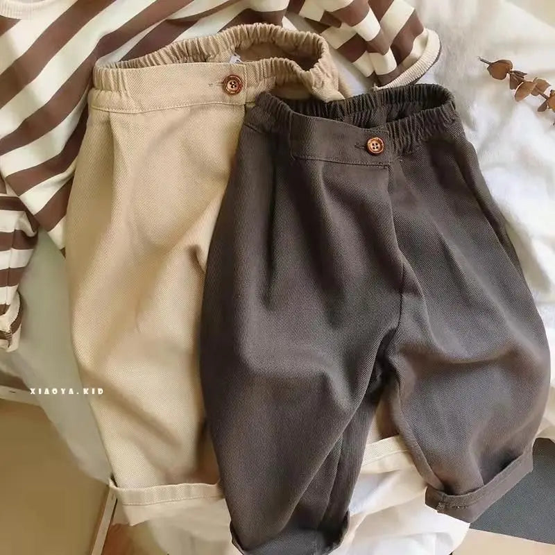 Kids Solid Color Loose Harlan Pants