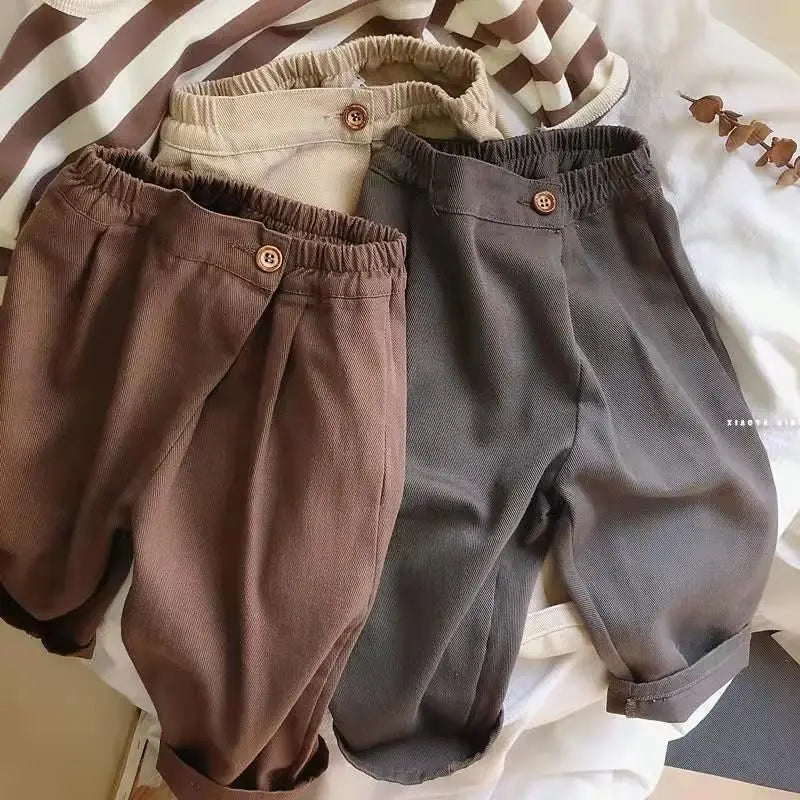 Kids Solid Color Loose Harlan Pants