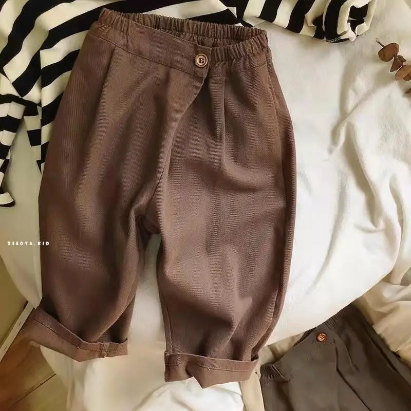 Kids Solid Color Loose Harlan Pants