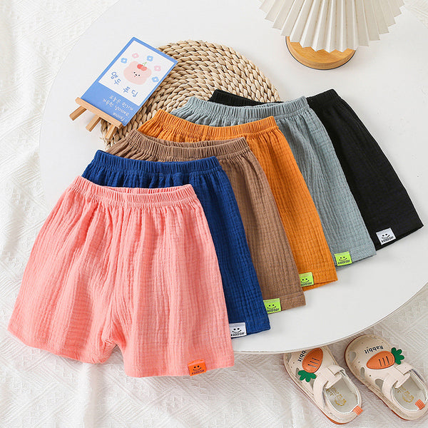 Kids Solid Colour Cotton Linen Shorts