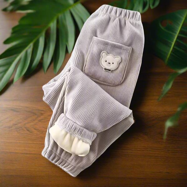 Kids Warm Bear Print Harem Pants