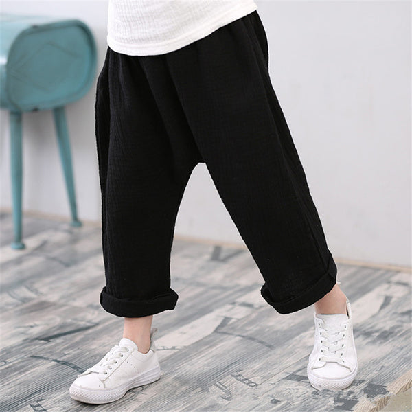 Kids Harem Linen Pleated Trousers