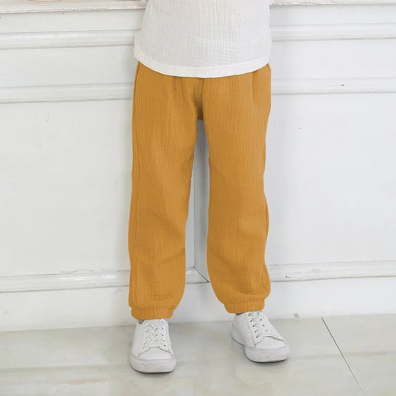 Kids Linen Cotton Pleated Harem Pants