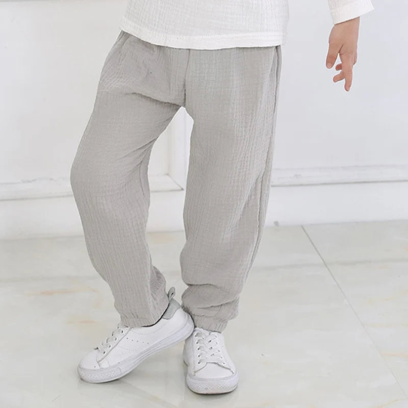 Kids Linen Cotton Pleated Harem Pants