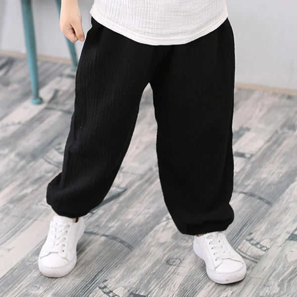 Kids Linen Cotton Pleated Harem Pants