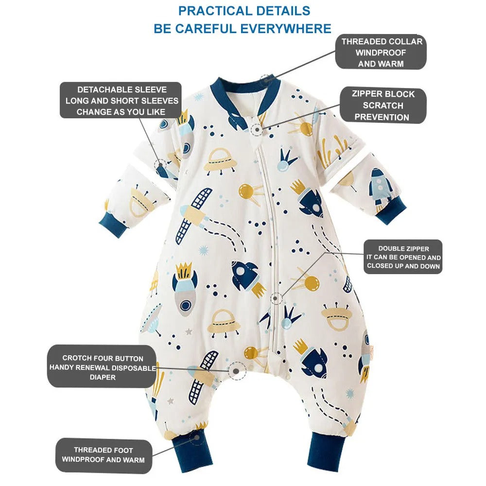 Baby Cartoon Splitlegged Sleepsacks With Detachable Sleeves Little