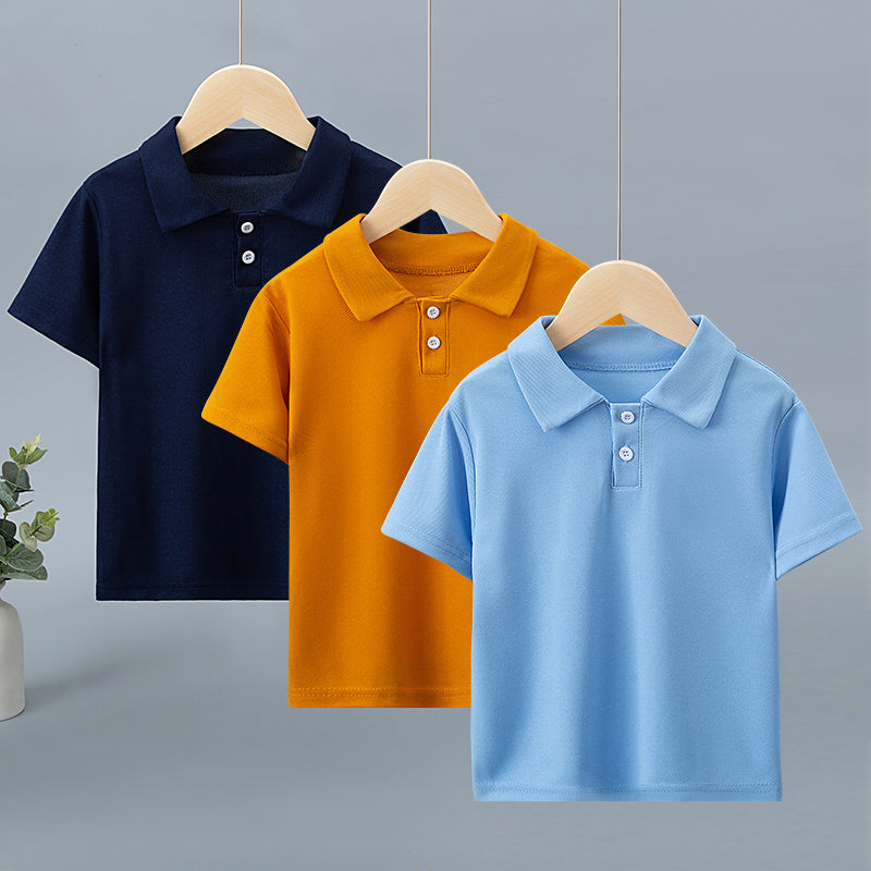Kids Solid Colour Summer Polo Shirt