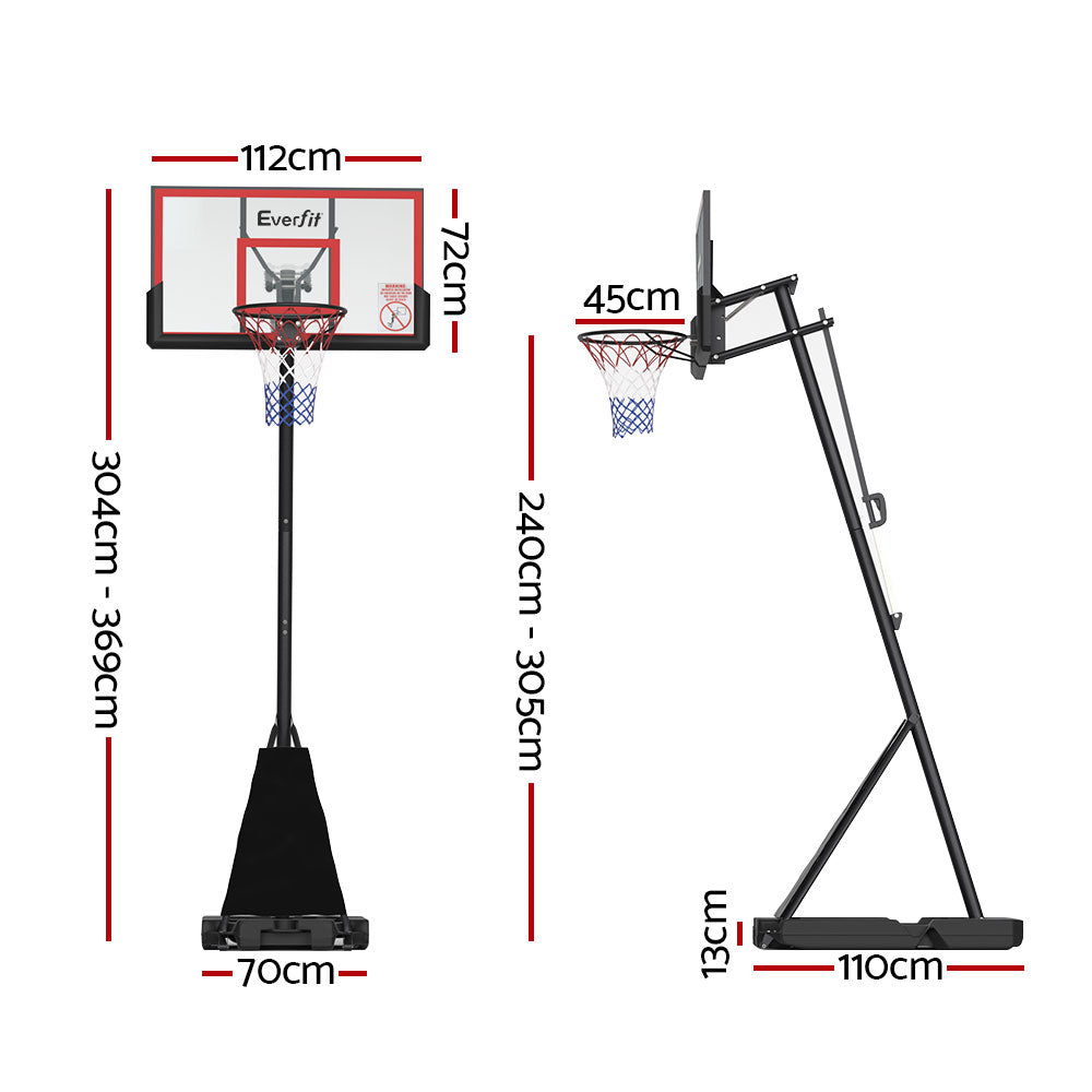 Everfit Basketball Hoop Stand System Adjustable Net Ring Height ...