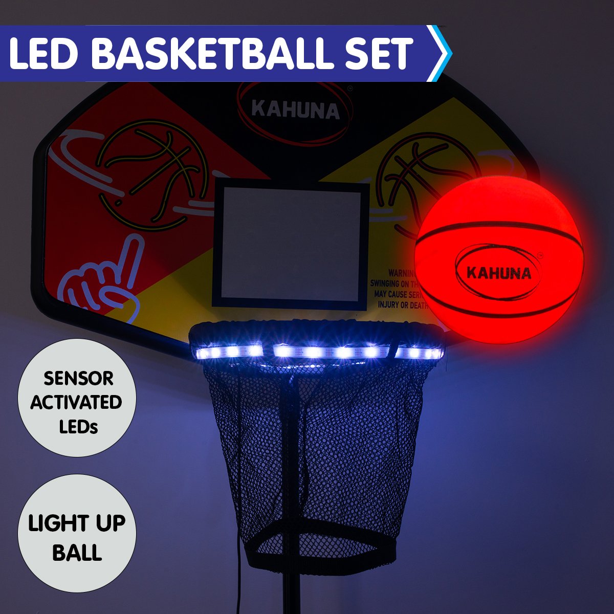 Trampoline Led Basketball Hoop Set With Light-up Ball