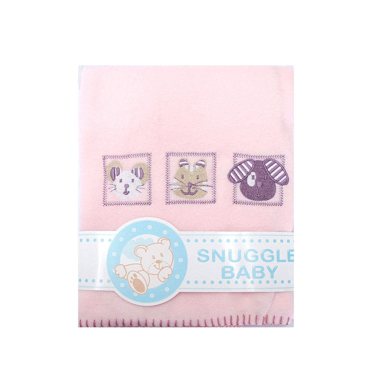 Animal Pink Embroidered Polar Fleece Baby Blanket